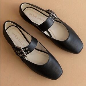 The Soho | Black Ballet Flat with Buckle